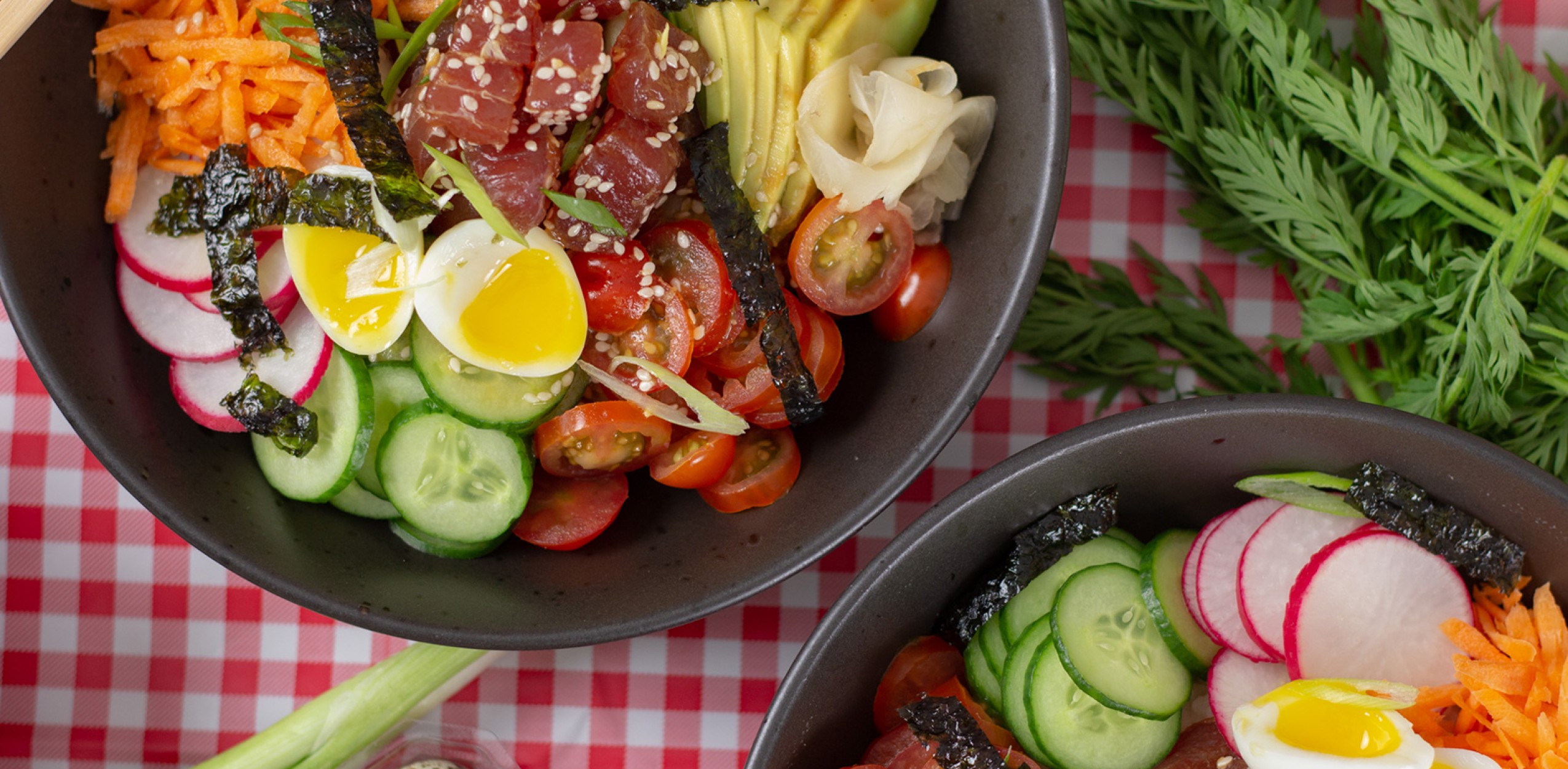 Tuna Poke Bowl with Soft-Boiled Quail Eggs